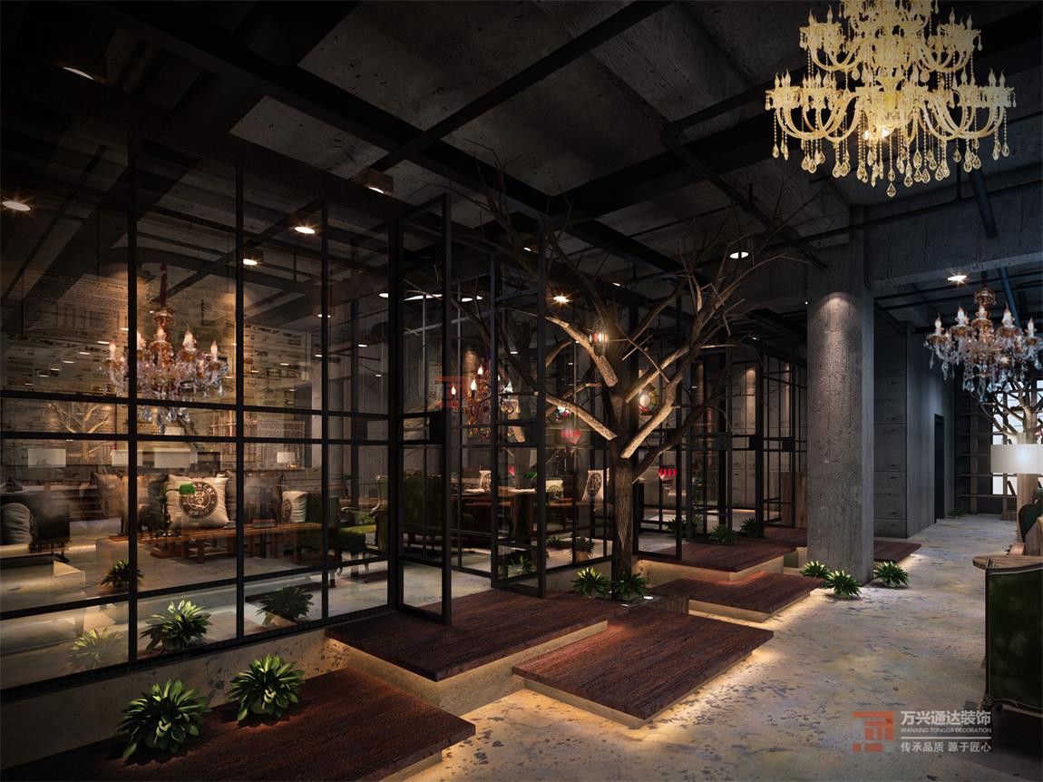 北京万兴通达办公装修项目-唐馆咖啡厅装修效果图