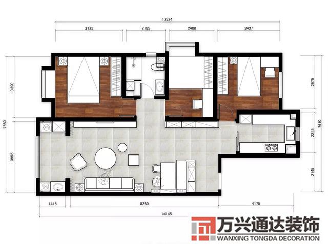 三室一厅装修效果图90平米三室一厅装修效果图