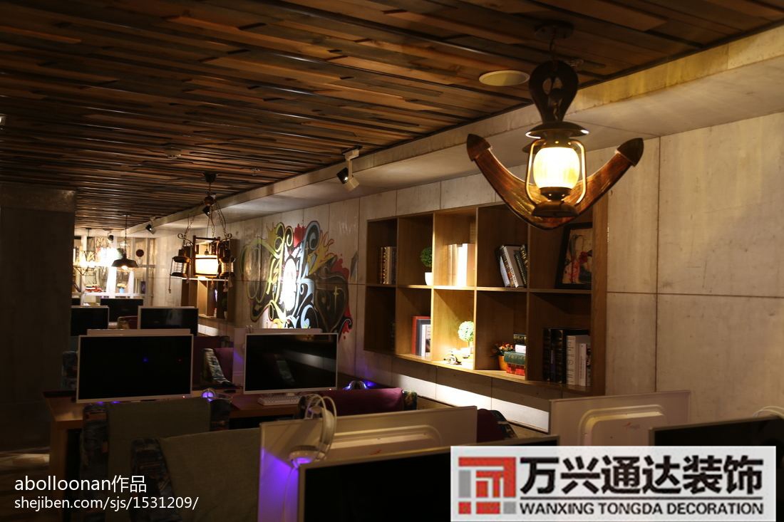 网咖装修吊顶网咖顶面装修效果图