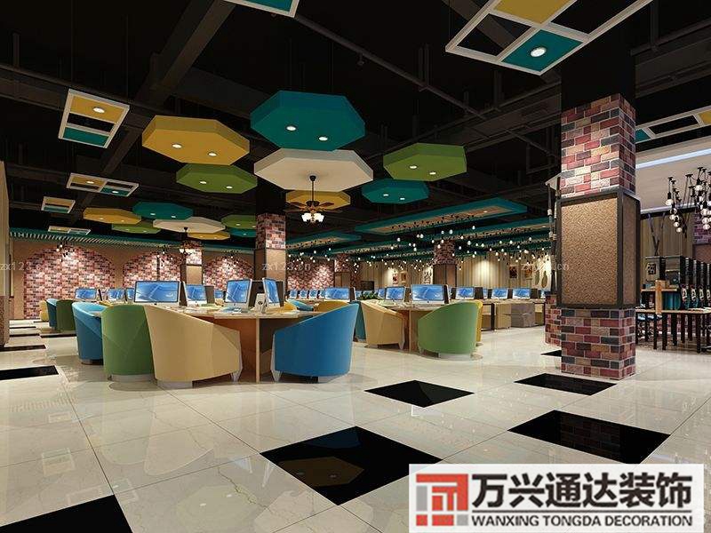 复古网咖装修效果图网咖最新装修效果图 复古